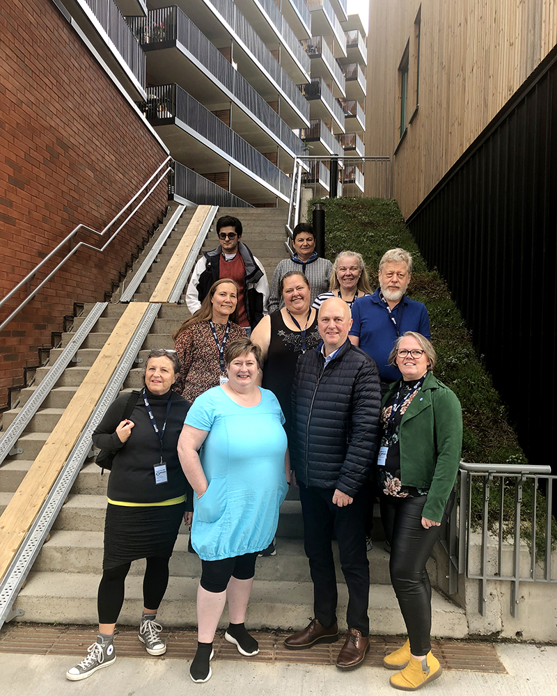 Styremedlemmene i Dysleksi Norge står i en trapp